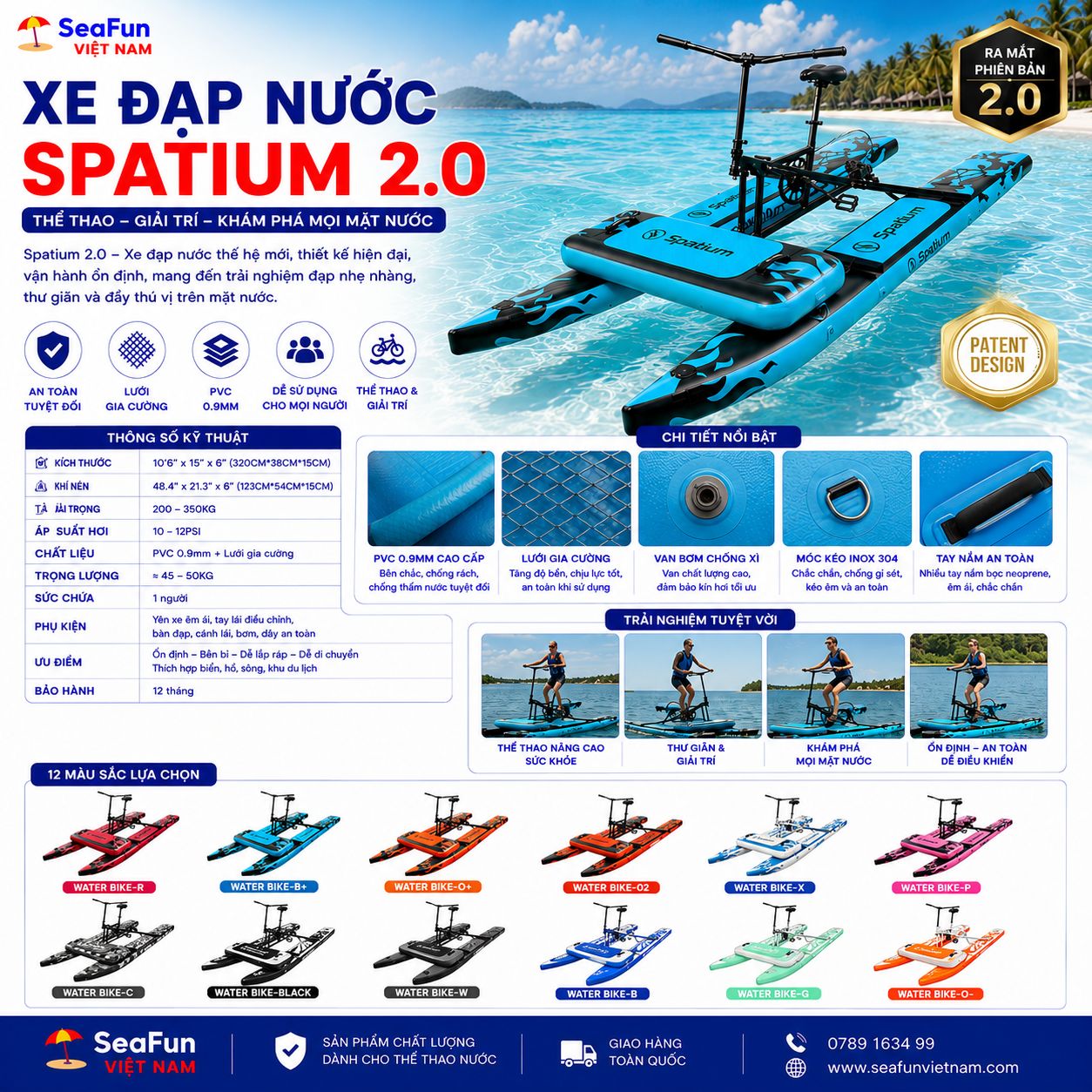 xe dap nuoc don spatium 2.0 phien ban 12 mau sac the thao
