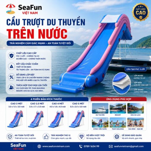 cau truot du thuyen tren nuoc bat pvc 0.9mm cao cap