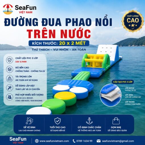 duong dua phao noi tren nuoc kich thuoc 20x2m bat pvc 0.9mm seafun