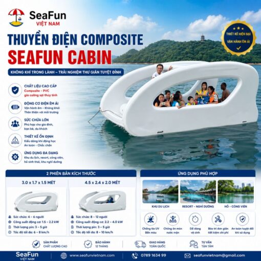 thuyen composite seafun cabin chay dong co dien cao cap