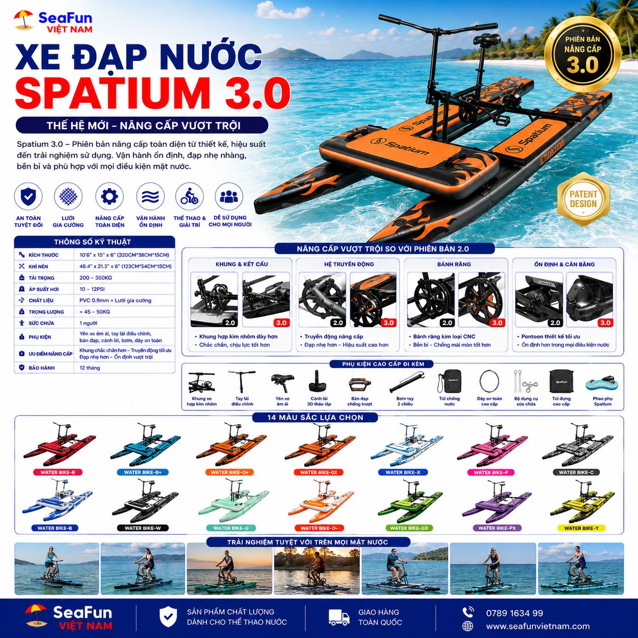 xe dap nuoc don spatium 3.0 ban nang cap truyen dong gates
