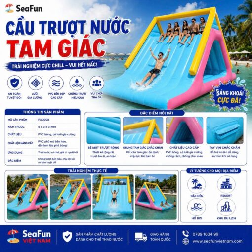 cau truot nuoc tam giac ma pxq008 bat pvc phu mo gia si seafun