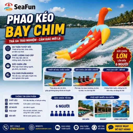 phao keo chim dai bang bat pvc luoi gia cuong 6 nguoi gia si seafun