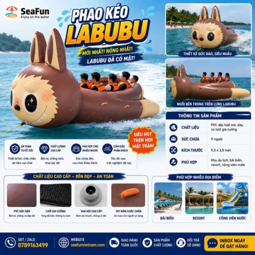 phao keo labubu bat pvc mo luoi gia cuong hot trend cho resort seafun