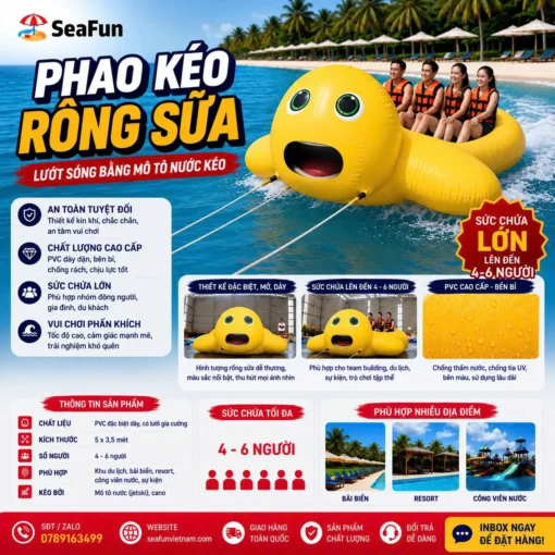 phao keo rong sua pvc mo luoi gia cuong cho 4 den 6 nguoi seafun