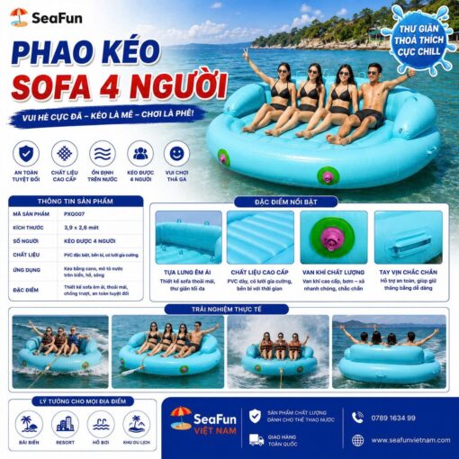 phao keo sofa 4 nguoi pvc mo luoi gia cuong seafun