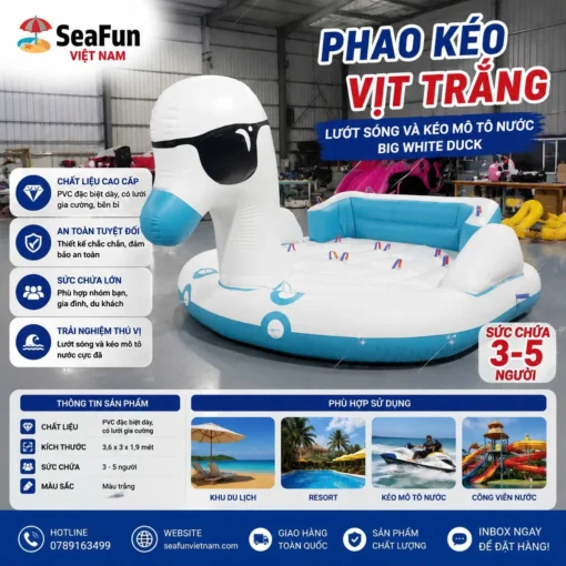 phao keo vit khong lo mau trang big white duck cho 3 den 5 nguoi seafun