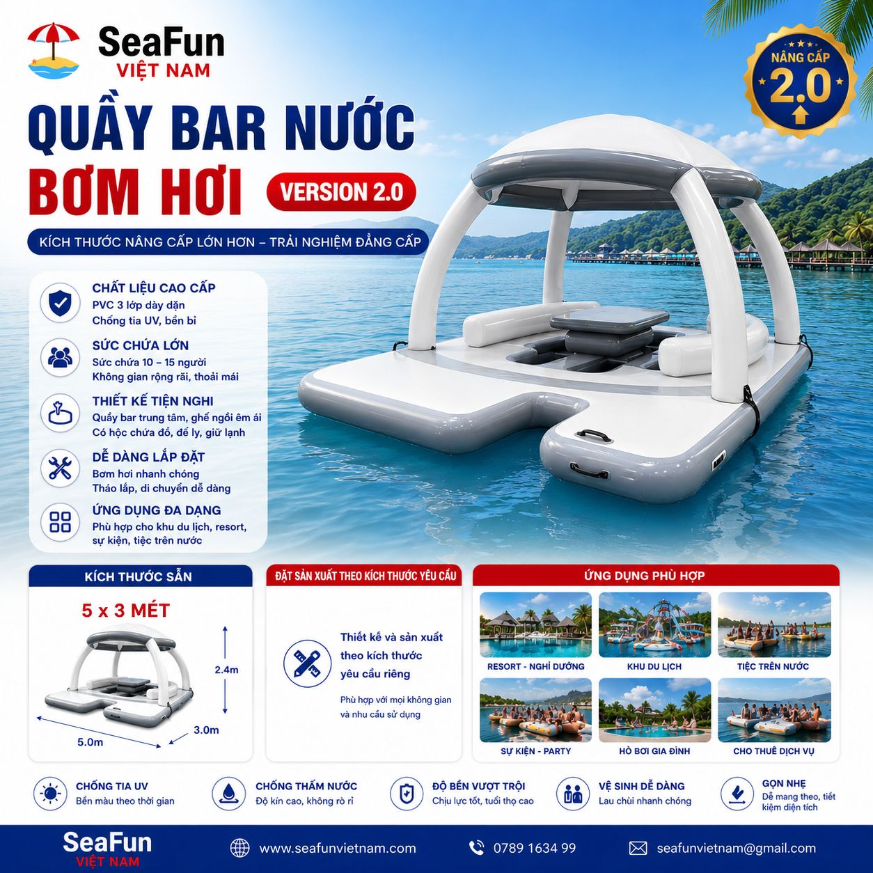 quay bar nuoc bom hoi 2.0 co lon 5x3m suc chua 15 nguoi