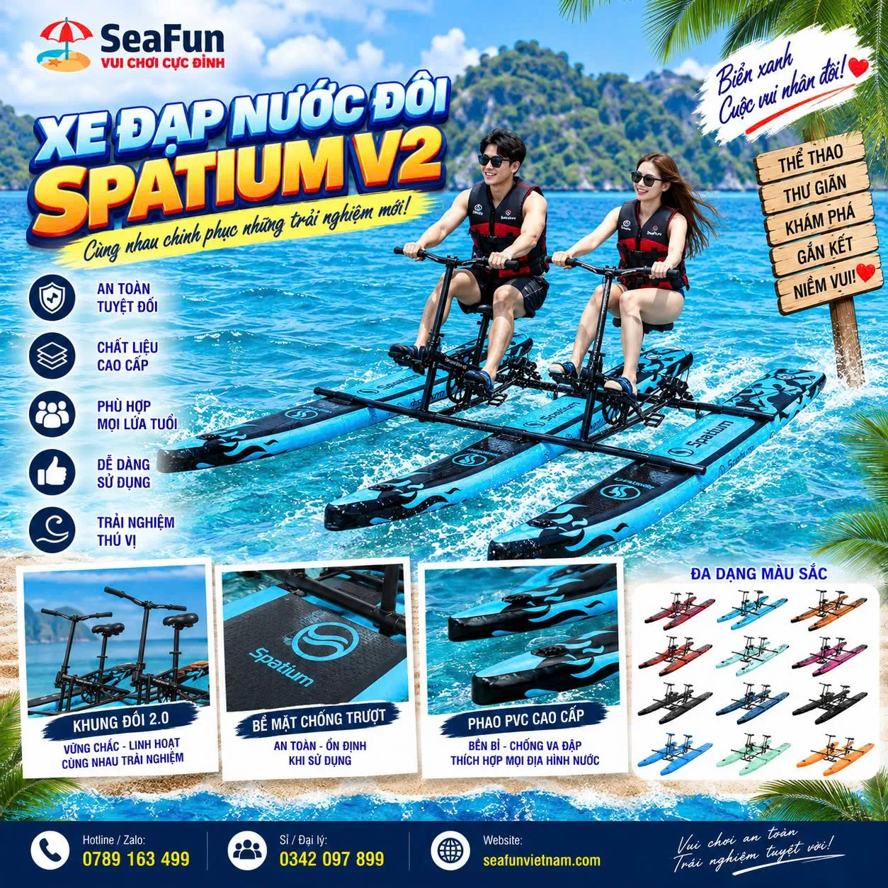 xe dap nuoc doi 2.0 spatium v2 khung hop kim nhom seafun