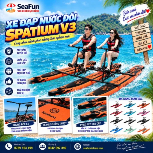 xe dap nuoc doi 3.0 spatium v3 banh rang inox day curoa carbon seafun