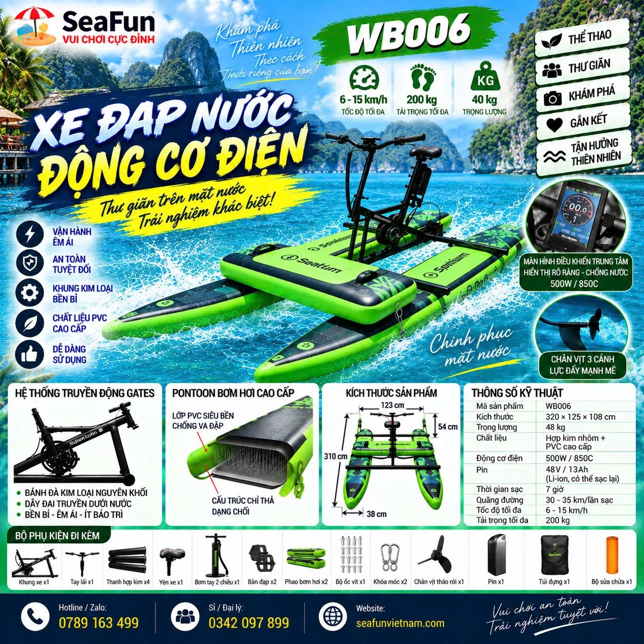 xe dap nuoc dong co dien spatium seafun